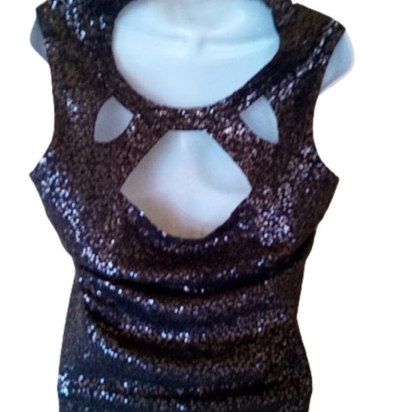 Le CHATEAU  Sparkly Black Silver Zip-Up Dress Size Large NEW NWT - Picture 4 of 5